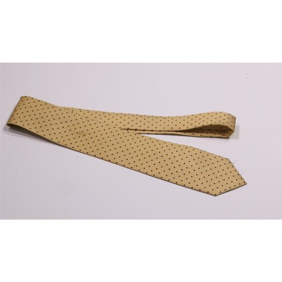 J. Press Gold Navy Blue Polka Dot Twill Silk Slim Necktie Tie Made in Japan - Picture 2 of 7
